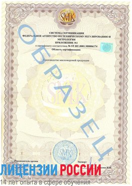 Образец сертификата соответствия (приложение) Арсеньев Сертификат ISO 22000